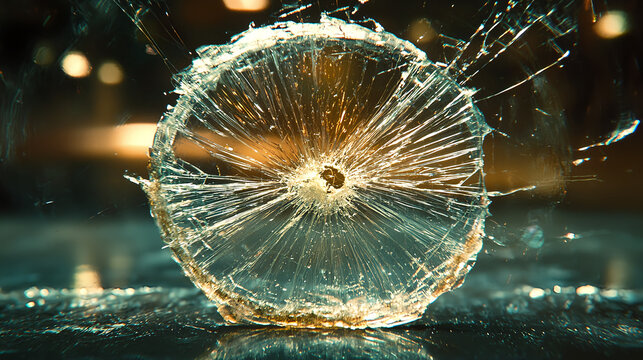 Shattered glass disc capturing dynamic motion - Powered by Adobe