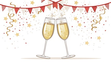 two glasses of champagne with ribbon