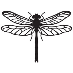 Dragonfly vector silhouette illustration black design white background
