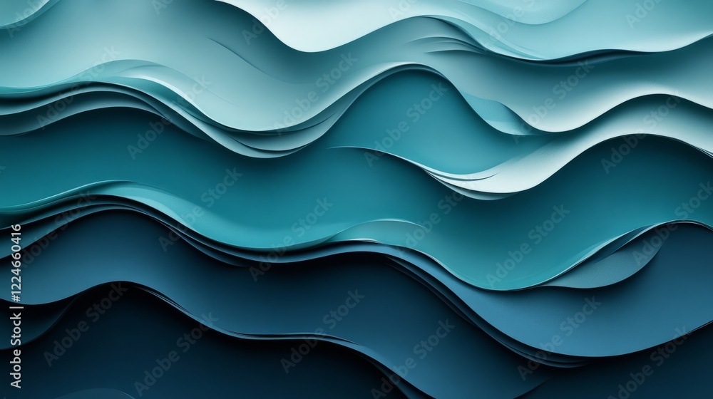 Poster abstract business card background with flowing wave-like patterns in teal and navy tones