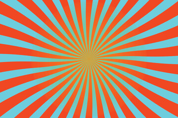 Vibrant Retro Sunburst Background in Orange and Teal