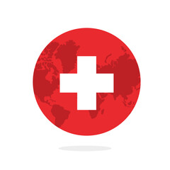 Red medical cross icon design vector flat. Red cross hospital medical vector signsymbol.