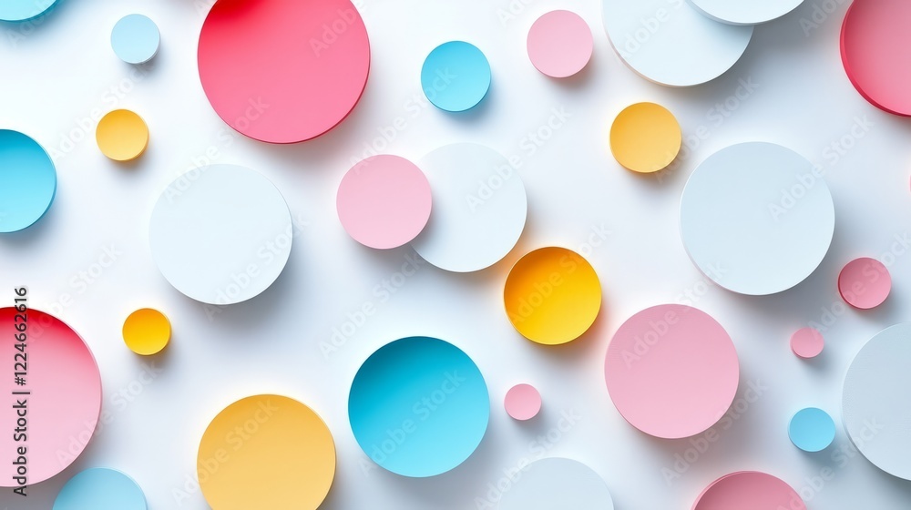 Poster Minimalistic background with overlapping pastel circles on a white canvas, modern and clean design 