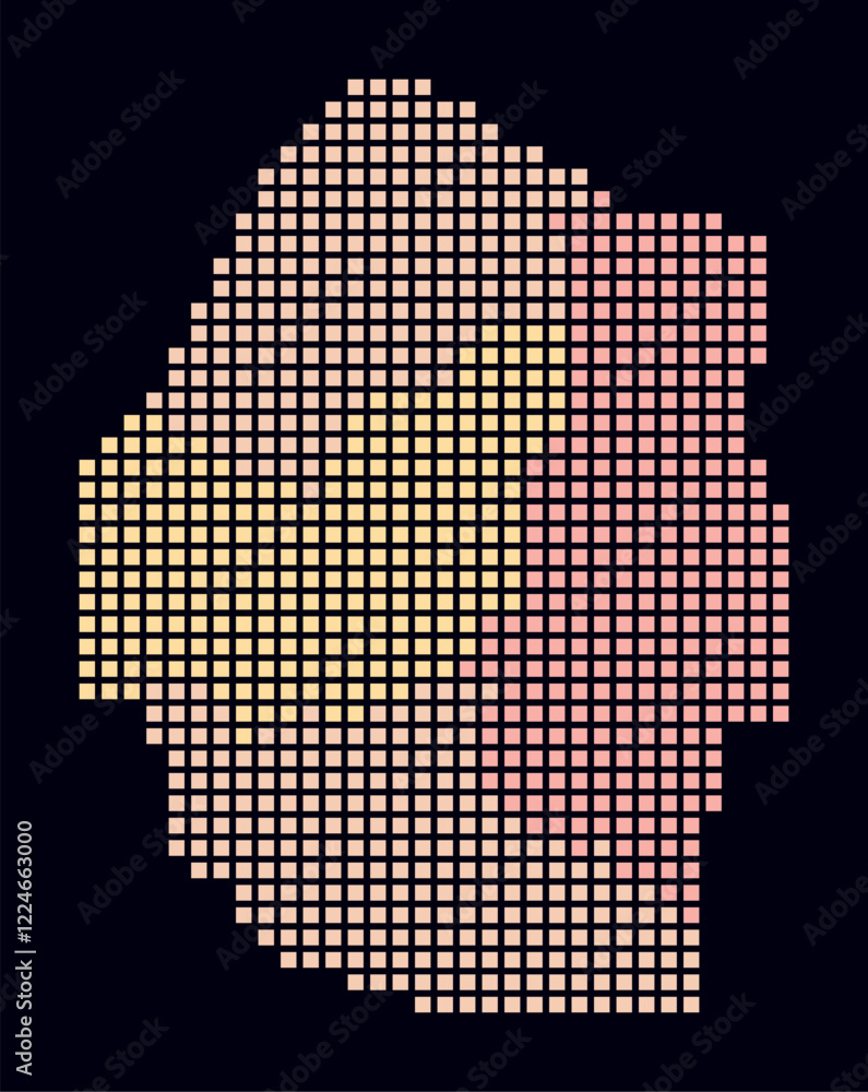 Poster eswatini dotted map. digital style map of the country on dark background. eswatini shape with square
