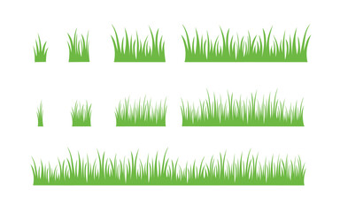 Green grass vector: natural, organic, bio, eco labels and shapes on a white background.