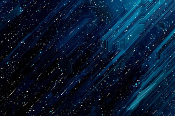 Abstract close-up of a glowing blue digital circuit board, showcasing intricate connections and technological design on a black background.
