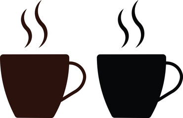 Coffee cup vector icons set. hot coffee or tea cup symbol with steam sign. Paper coffee cup icon
