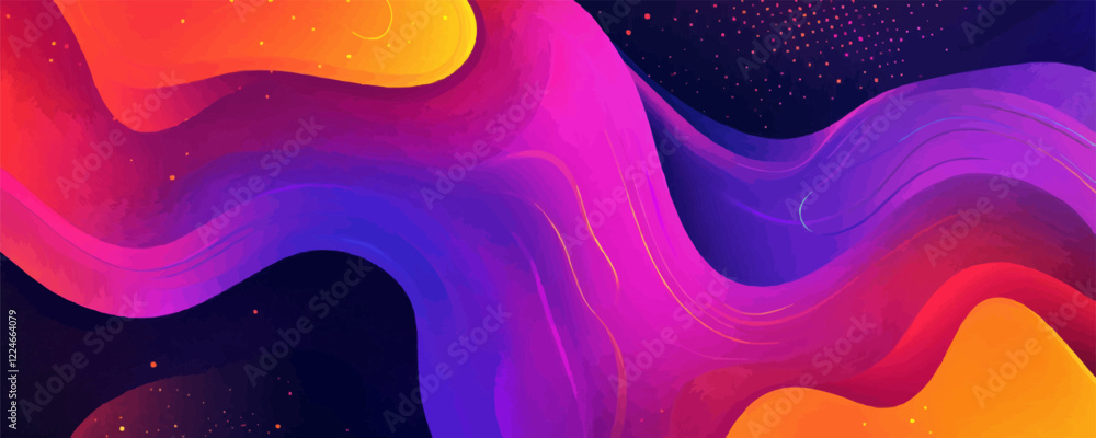 Poster vivid abstract vector art with dynamic swirls and vibrant colors.