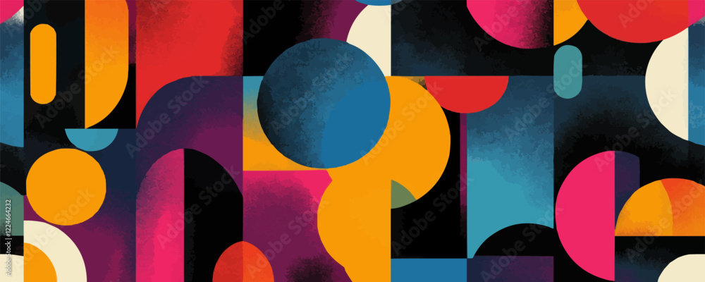 Poster colorful geometric vector abstract with circles and rectangles.