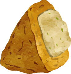 Obraz premium Watercolor Illustration of Indonesian Snack. Fritter. Indonesian Snack. Street Food