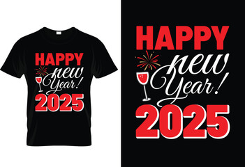 Happy new year creative typography t-shirt design