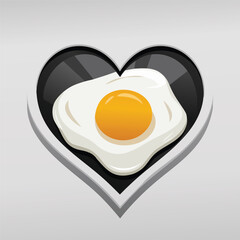 fried egg on a white background with heart shape valentines day vibes