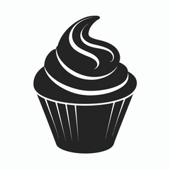 illustration of a cupcake with cream silhouette