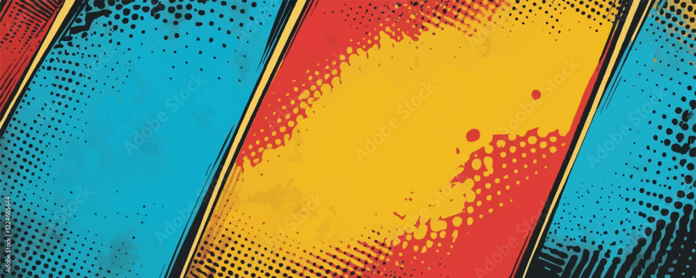 Poster vibrant pop art vector design with dynamic color patterns.