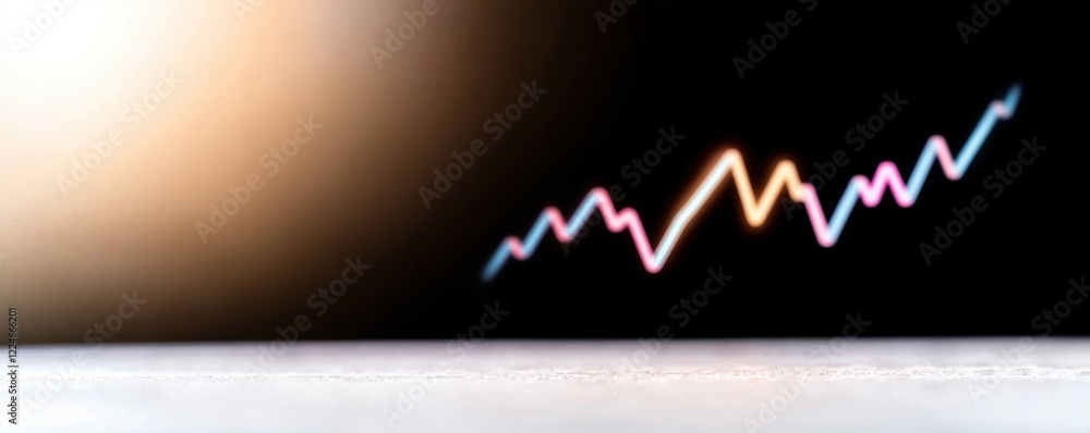 Aufkleber colorful neon light graph line on dark background representing data trends