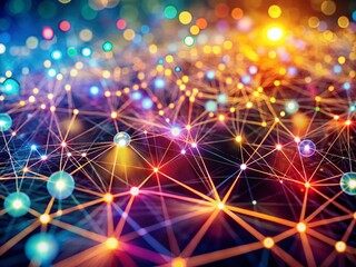 Obraz premium Global Network Connection: Bokeh Abstract Background