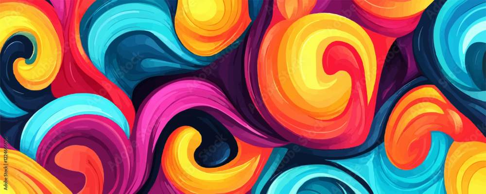 Poster vivid swirl vector art: dynamic colors and abstract patterns.