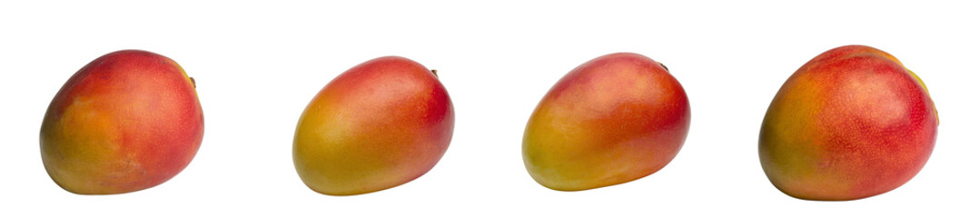 Obraz premium Ripe mango with smooth red-orange to yellowish-green gradient skin, isolated on transparent background PNG