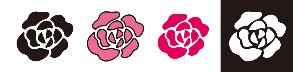 バラの花のアイコン。愛の告白やプレゼントに関するイラスト素材。