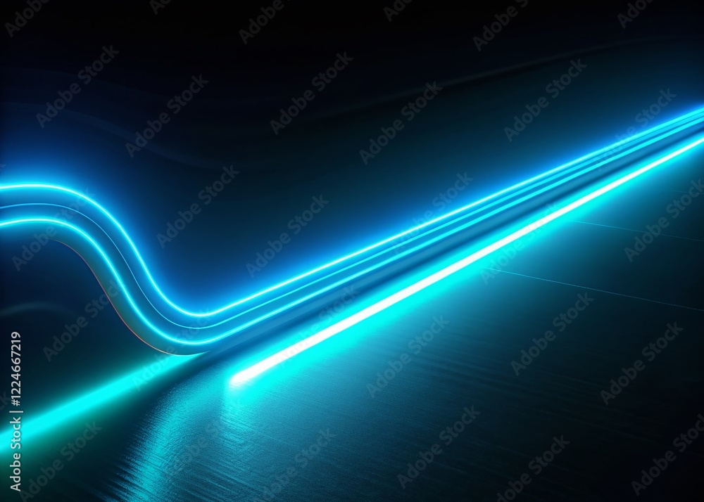 Poster glowing cyan neon align left text alignment line stroke animation stock photo