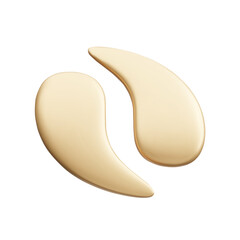 Luxury gold hydrogel eye patches 3D realistic vector illustration. Hydrating anti age skincare treatment. Korean beauty cosmetic product. Realistic 3D render of pair of gel eye patches.