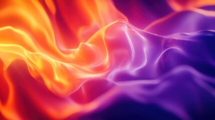 Obraz premium Abstract background with dynamic orange and purple gradients, creating a futuristic wave-like fluid design for a business ad.
