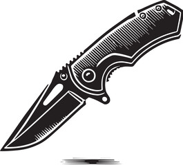 Black Utility Knife Silhouette Vector, High Quality Illustration on White Background