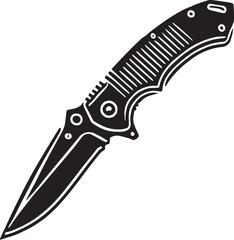 Black Utility Knife Silhouette Vector, High Quality Illustration on White Background