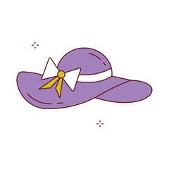 Beach Vacation Wide Brim Hat Vector Icon Design