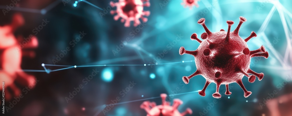 Aufkleber digital representation of infectious virus and molecular structures