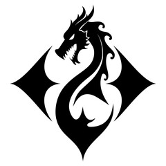 Black and white Dragon logo silhouette.
