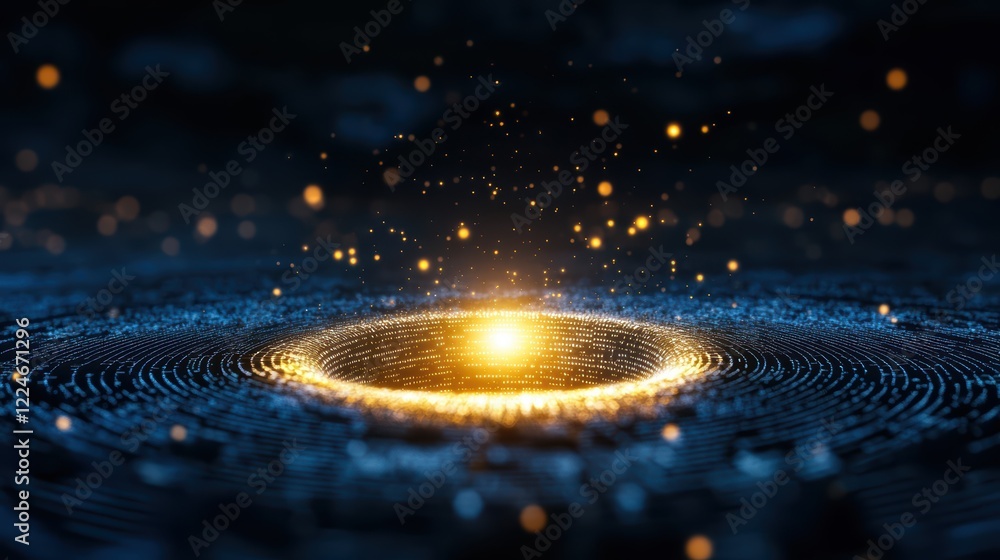 Aufkleber abstract digital horizon with glowing particle vortex in space