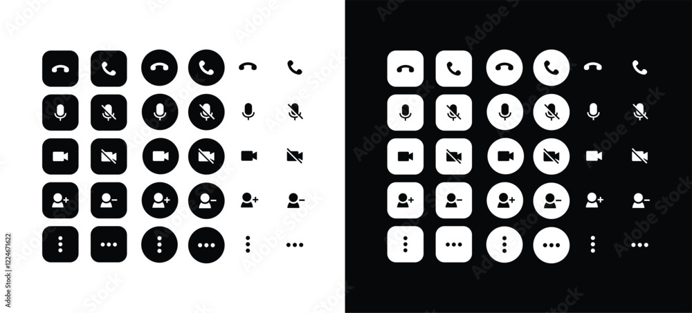 Poster set of phone call icon. set of simple telephone related vector icons. contains icons such as call, v