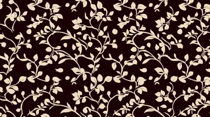 Elegant Beige Floral Vine Pattern on Dark Background