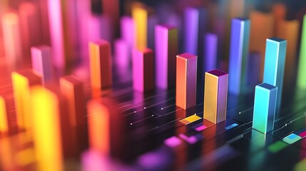 Colorful 3D bars data visualization for graphics use