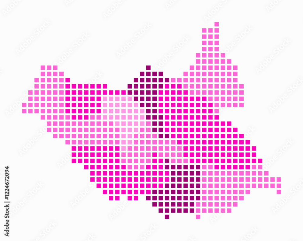 Aufkleber south sudan dotted map. digital style map of the country on white background. south sudan shape with