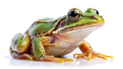 Naklejka premium Green Frog on White Background