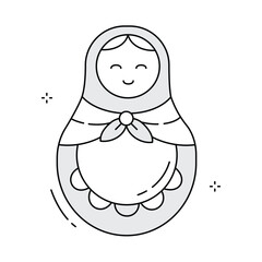 Classic Matryoshka Russian Doll Vector Icon Design