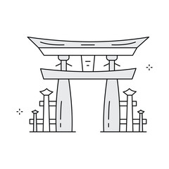 Cultural Tori Gate Landmark Vector Icon Design