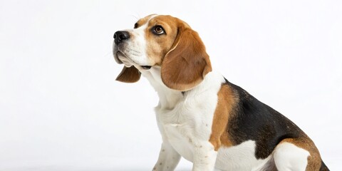 Graceful Beagle Portrait: Crisp White Background Studio Shot