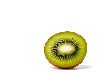 A fresh sliced kiwi fruit on a white background, generative ai