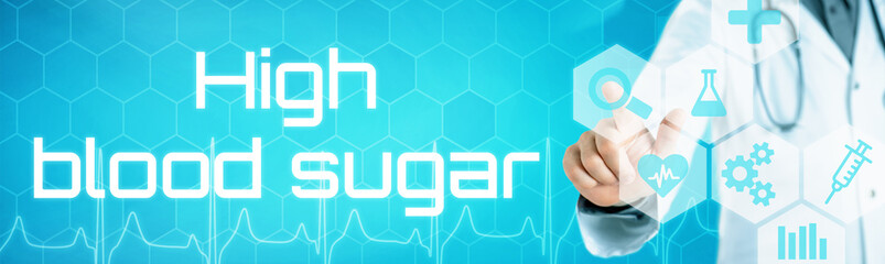 Doctor touching an icon on a futuristic interface - High blood sugar