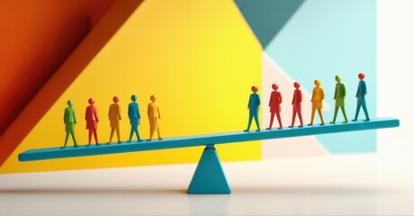 Seesaw perfectly balanced on a central pivot, symbolizing fairness, equity, stability, justice, neutrality, trust, impartiality, equilibrium, harmony, accuracy, mediation, resolution, precision