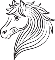2026, year of Horse, line art , outline , simple linear
