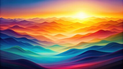Vibrant Sunset Over Rolling Hillscapes in a Spectrum of Colors