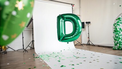 Green Holographic Foil Letter D Balloon - St. Patrick's Day Party Decor