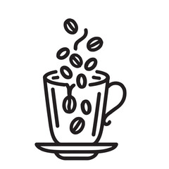 Coffee Beans Falling into Mug Illustration