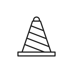 An outline icon illustrating a construction cone, which is frequently employed in traffic management and renovation projects to indicate caution and ensure safety on the roads and work sites
