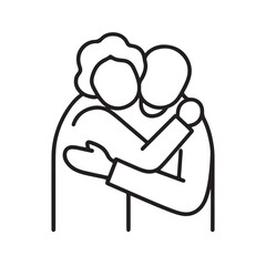 Loving Couple Embracing Romantic Line Art Illustration