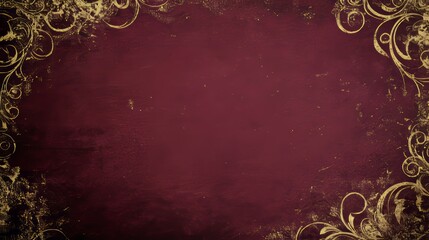Elegant Burgundy Background with Gold Flourishes